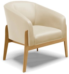 Poltrona Decorativa Base de Madeira Stella Sintético D03 - D'Rossi - Bege