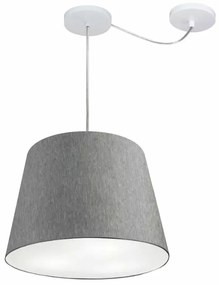 Lustre Pendente Cone Com Desvio Md-4276 Cúpula 30/30x40cm Rustico Cinza - Bivolt
