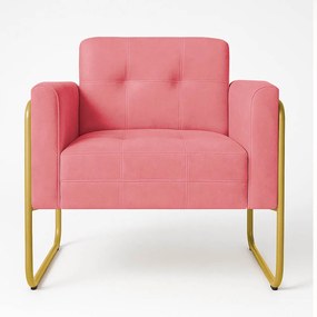 Poltrona Sala Industrial Alta Tubo Dourado Elisa Suede D03 - D'Rossi - Rose