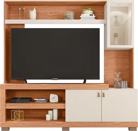 Estante TV 55 Pol 190cm Sala de Estar Liri Freijó/Off White C01 - D'Rossi