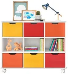Nicho Organizador 6 Gavetas com Rodízios Branco/Colorido - Qmovi