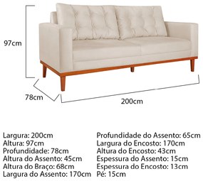 Sofá 2 Lugares Dubai Linho - ADJ Decor