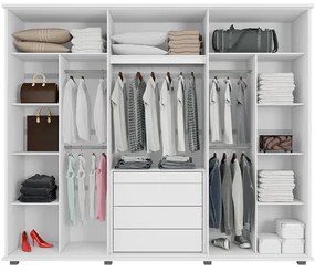 Guarda-Roupa Casal Com Espelho 6 Portas 5 Gavetas Estrela Branco – RV Móveis