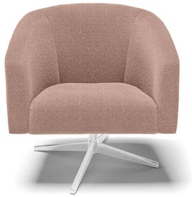 Poltrona Decorativa Giratória Cromada Stella Bouclê D03 - D'Rossi - Rose
