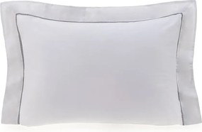 Fronha Avulsa Trussardi Cetim 300 Fios Portello 50x70cm - Branco e Ardósia Branco e Ardósia