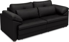 Sofá Retrátil Manual Sala de Estar Nolan Bipartido 175cm Conforto Premium em Couro Preto Brilho G58 - Gran Belo