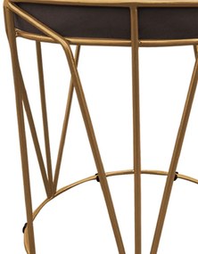Puff Multiuso com Mesa Babu 2 em 1 Suede Base Dourado D'Rossi - Marrom