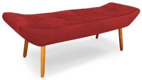 Puff Banqueta 160cm Maya Pés Palito Suede Vermelho - Sheep Estofados - Vermelho