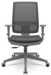 Cadeira Brizza Diretor Grafite Tela Preta Assento Vinil Marrom Base RelaxPlax Piramidal - 66297 Sun House