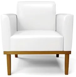 Poltrona Decorativa Base Madeira Castanho Maressa Sintético PU Branco