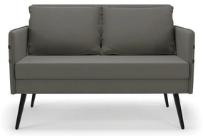 Namoradeira 02 Lugares Mari Suede Grafite Pés Palito de Ferro - D'Rossi