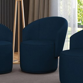 Poltrona Decorativa Orgânica Fixa para Sala Malu Bouclê M11 - D'Rossi - Azul