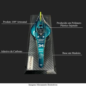 Miniatura de Quadro Decorativo 33cm x 12,5cm Carro F1 Aston Mrtn nº34 Azul G53 - Gran Belo