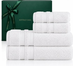 Kit 4 Pçs Toalhas Karsten 100% Algodão Unika c/ Caixa de Presente Natal - Branco Branco