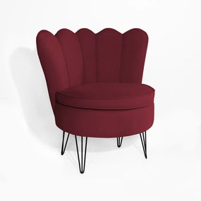 Poltrona Decorativa Dália com Puff Chloe Hairpin Legs Preto Veludo Bordô