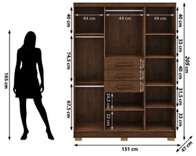 Guarda Roupa Taurus 6 Portas e 3 Gavetas Imperial Imbuia Rústico - Vila Rica Móveis
