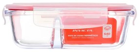 Pote Hermético de Vidro com Divisória e Tampa Click 640ml Retangular
