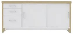 Conjunto Escritório 3 Peças Mesa Lado Direito Corp A06 Carvalho/Branco