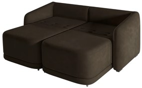 Sofá Cama Modulado Retrátil e Reclinável Decorativo Varsóvia 236cm Veludo Marrom G33 - Gran Belo