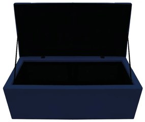 Recamier Baú Estofada Mel 90 cm Solteiro Com Capitonê  Suede Azul Marinho - ADJ Decor