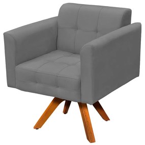 Poltrona Decorativa Giratória MM30 Elisa Suede Grafite D03 - D'Rossi