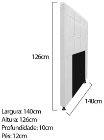Kit Cabeceira e Calçadeira Baú Estofada Mel 140 cm Casal Com Capitonê Corano Branco - ADJ Decor