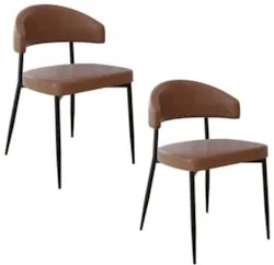 Cadeira de Jantar Estofada Kit 2 Chloe M25 Sintético Marrom - Mpozenat