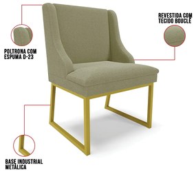 Cadeira Sala de Jantar Industrial Dourado kit 4 Liz Bouclê Pistache D03 - D'Rossi
