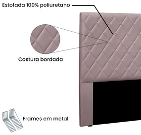 Cabeceira Cama Box Casal 140 cm Dubai Veludo S04 - D'Rossi - Lilás