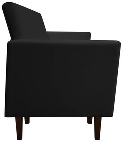 Namoradeira Jade 02 Lugares Corino Preto Pés Chanfrado Tabaco - D'Rossi