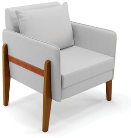 Poltrona Lana Linho Base de Madeira D03 - D'Rossi - A05 Cinza