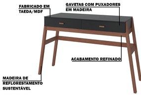 Aparador Decorativo Sala de Estar 2 Gavetas Yara Amêndoa/Preto G68 - Gran Belo