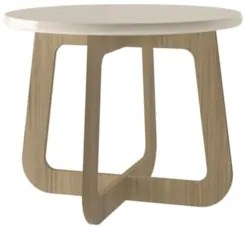 Mesa Centro Redonda 59cm Para Sala MDF Rexxar Off/Carvalho A09 - Mpoze