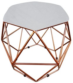 Puff Aramado Hexágono Suede Base Cobre - D'Rossi - Cinza