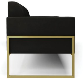 Sofá Namoradeira Base Industrial Alta Dourado Marisa Suede D03 - D'Rossi - Preto