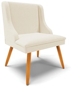 Cadeira Decorativa Sala de Jantar Pés Palito de Madeira Firenze Linho Bege/Natural G19 - Gran Belo
