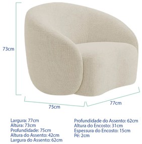 Kit 02 Poltronas Orgânica Luxo Recepção Amore Bouclé
