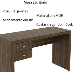 Mesa com 2 Gavetas para Escritório Home Office ME4123 MDP Nogal G69 - Gran Belo