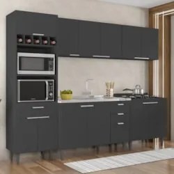 Armário de Cozinha CP05 Com Pia 120cm Pérola Z34 Preto      - Mpozenat