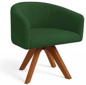 Poltrona Sala Base Giratória Madeira Arielle Suede Verde D03 - D'Rossi