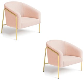 Poltrona Sala Industrial Alta Dourado Kit 2 Stella Bouclê D03 - D'Rossi - Rose