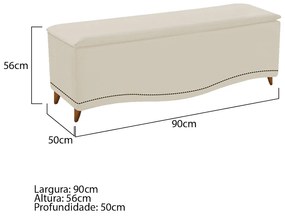 Calçadeira Estofada Yasmim 90 cm Solteiro Corano Bege - ADJ Decor
