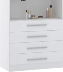 Guarda Roupa Modulado 90cm 2 Portas 4 Gavetas Taiga Branco L01 - Mpoze