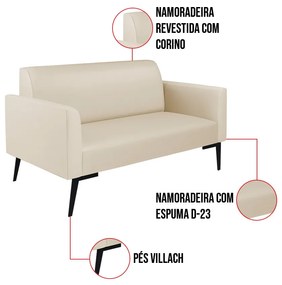 Sofá Namoradeira com Poltrona Pés Villach Marisa Corino D03 - D'Rossi - Bege