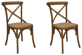 Kit 2 Cadeiras Decorativas Sala De Jantar Cozinha Danna Rattan Natural Bétula G56 - Gran Belo