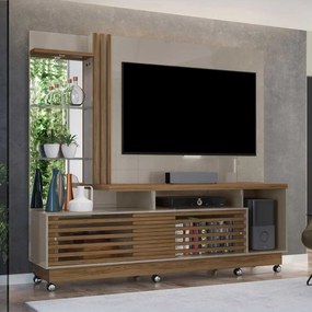 Home Theater Stall 2 Portas 2 Prateleiras Iluminação LED até 60 Fendi/Naturale G97 - Gran Belo