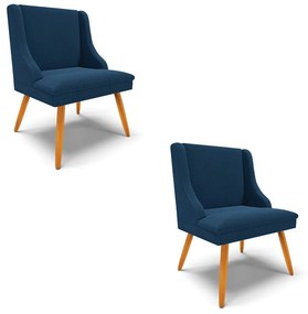 Cadeira Sala de Jantar Pé Palito Castanho kit 2 Liz Bouclê D03 - D'Rossi - Azul