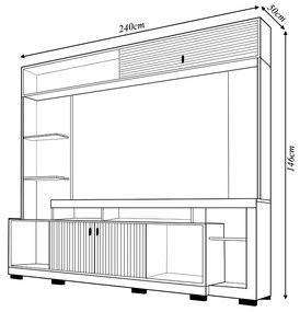 Home Theater Ripado Luvia  para TV até 65 2 Portas e Nichos  MDP Freijo/OffWhite G11 - Gran Belo
