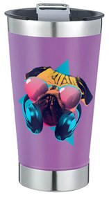 Copo Térmico Pug Pop Dog Cachorro Com Tampa e Abridor Chopp - Roxo