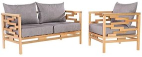 Conjunto Sofa e Poltrona Grecia Grafite Base Natural - 72526 Sun House